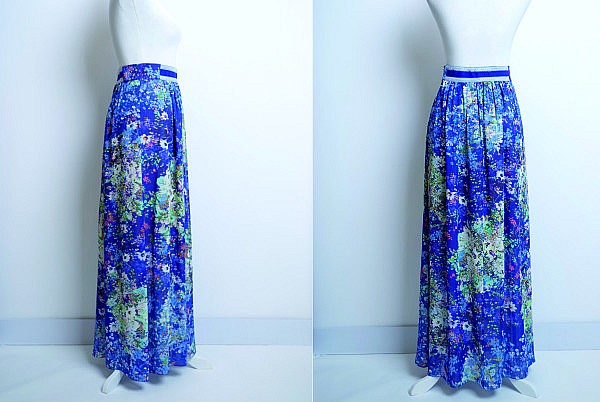 Синяя шифоновая юбка