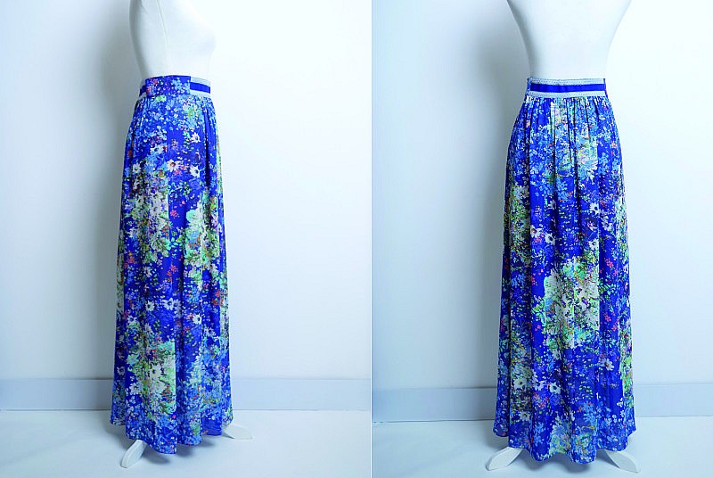 Синяя шифоновая юбка